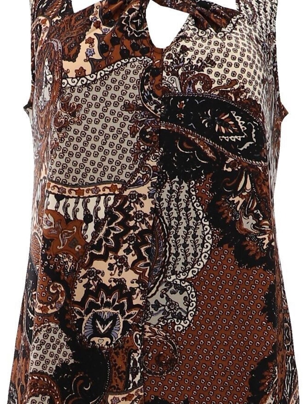 Attitude Renee Como Jersey Twist Neck Women's Sleeveless Top Paisley Noir Large